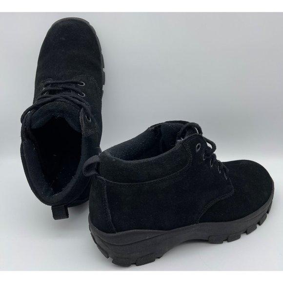 Woman's Lands End Hiking Boots shoes Size 7 Lace Up Black Suede - Picture 2 of 9